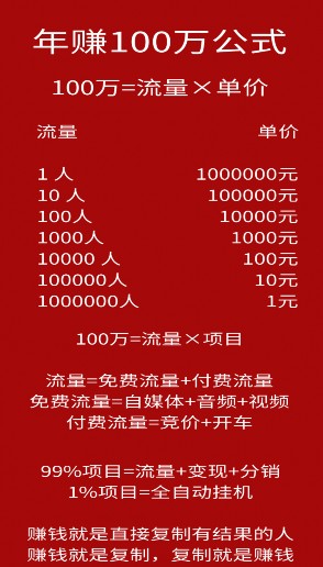 如何一年赚100万？